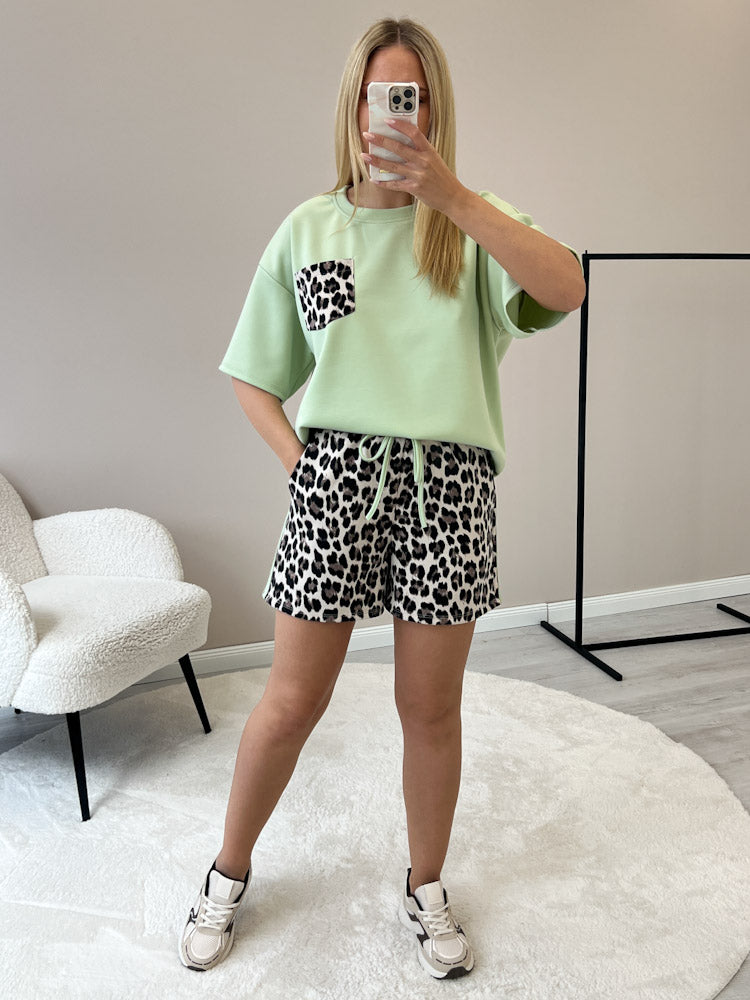 "Leo Vibes Set" Shirt & Short aus Viscose - pistazie