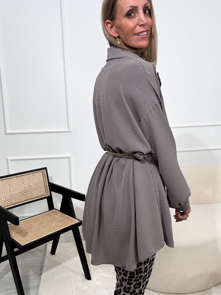 "Sunshine" lange Bluse - mocca