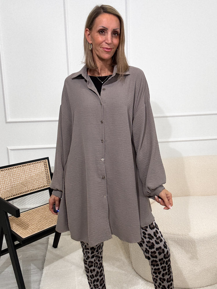 "Sunshine" lange Bluse - mocca