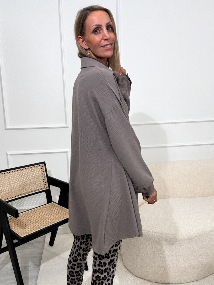 "Sunshine" lange Bluse - mocca