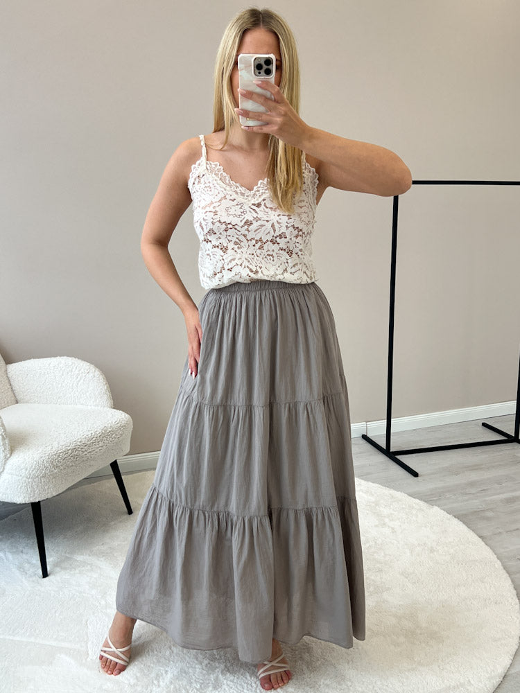 "Lune Skirt" langer Rock aus Baumwolle - mocca