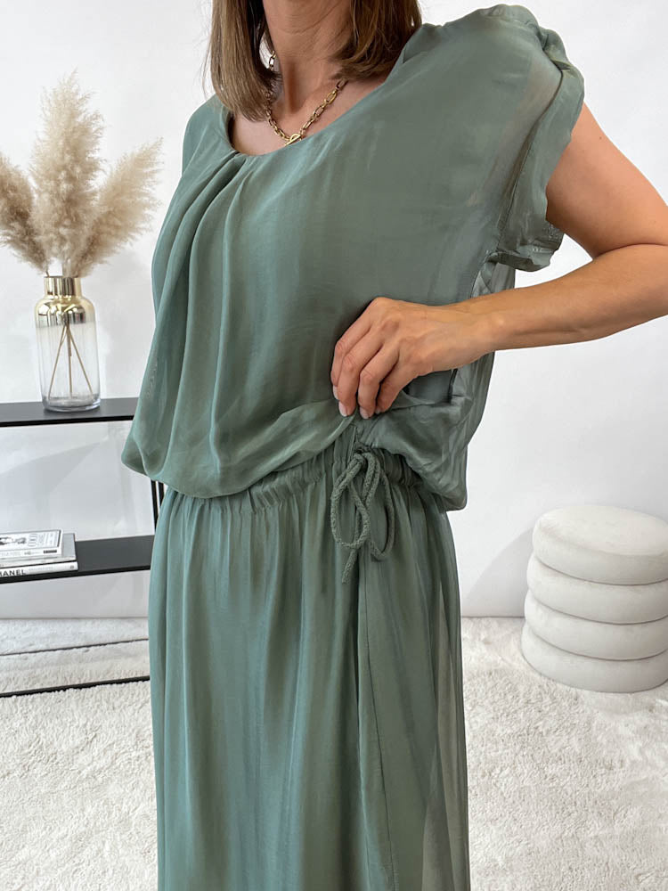 "Silk" Sommerkleid aus Seide - beige