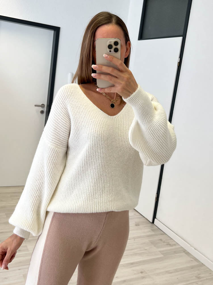 ,,New York V'' weicher Strickpulli - creme