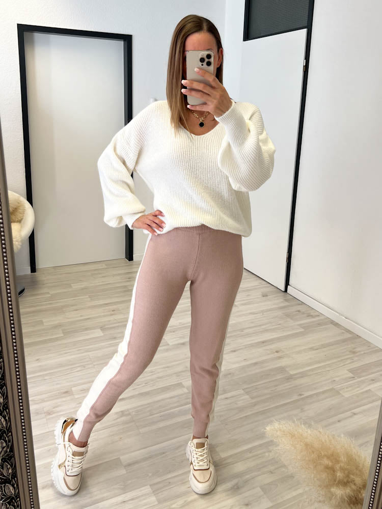 ,,New York V'' weicher Strickpulli - creme