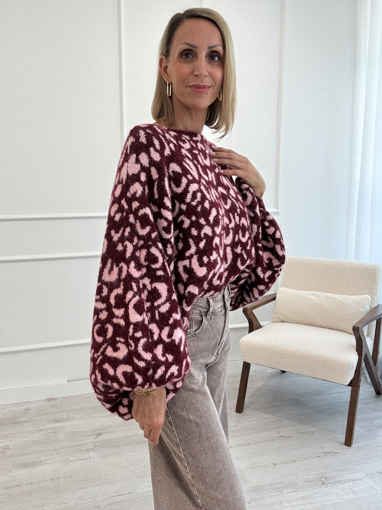"Felicia Leo" stylischer Pullover - bordeaux/rosa