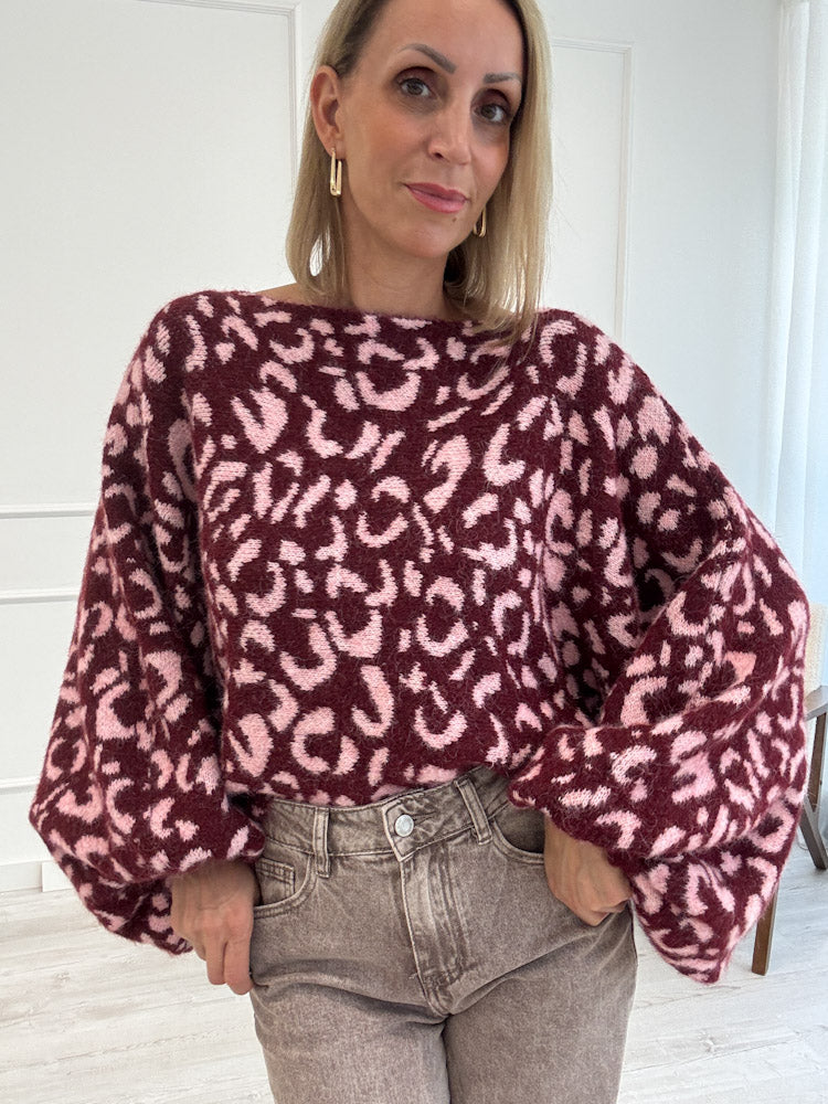 "Felicia Leo" stylischer Pullover - bordeaux/rosa