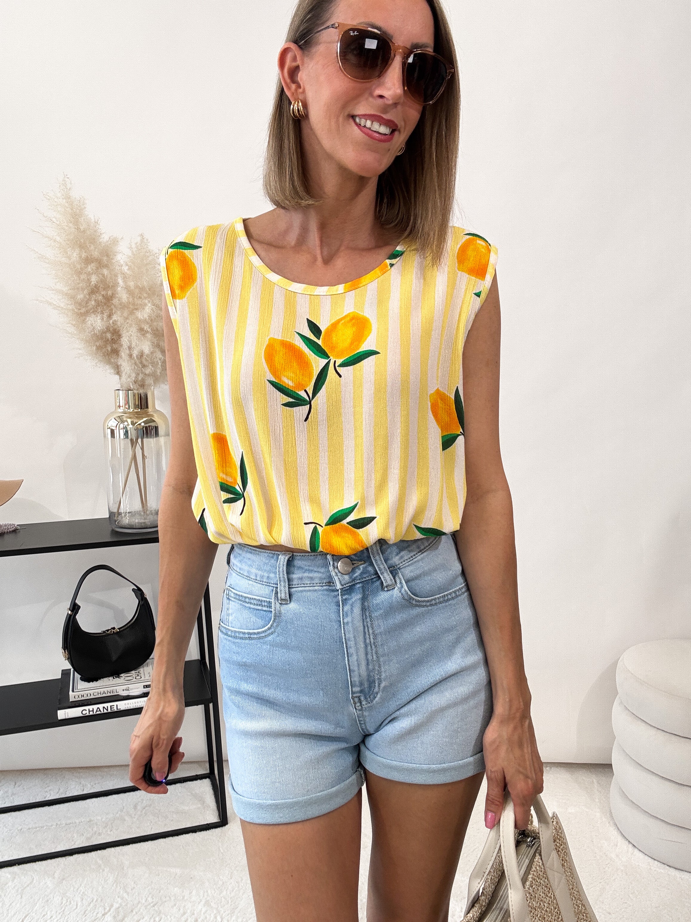 "Amalfi Lemon" Top aus Baumwolle -gelb