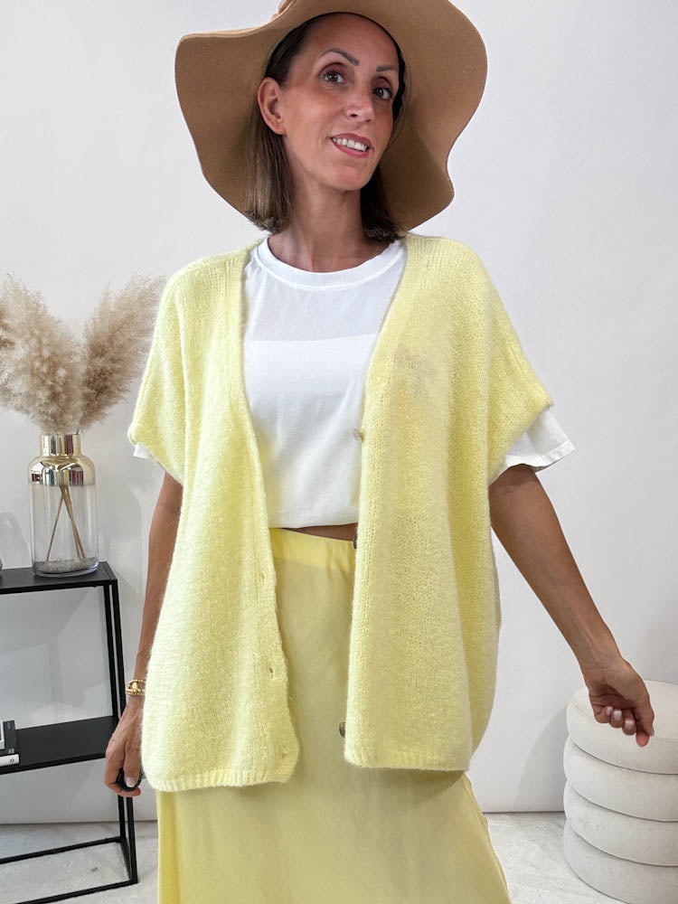 "Florida Vest" kuscheliger Cardigan mit Lana Wolle - gelb