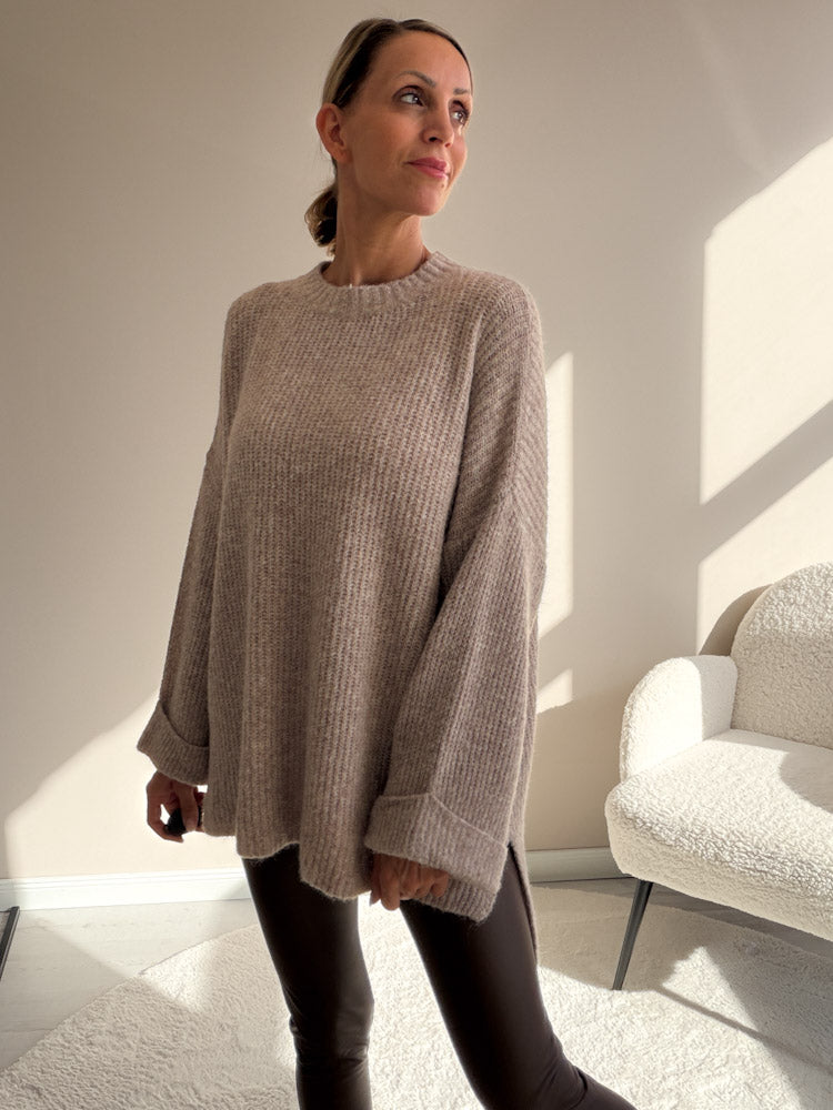 "Lumera" weicher Pulli mit Lana & Alpaka Wolle - soft mocca