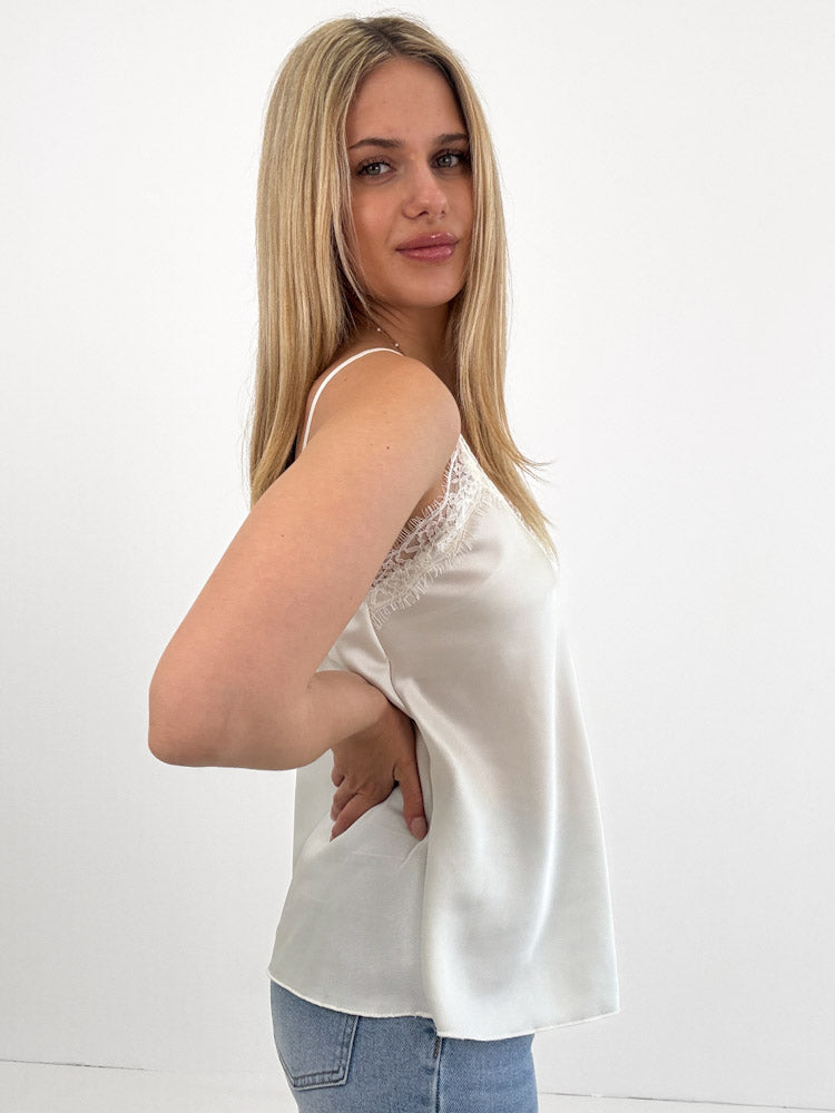 Lace Top mit weicher Spitze - champagner