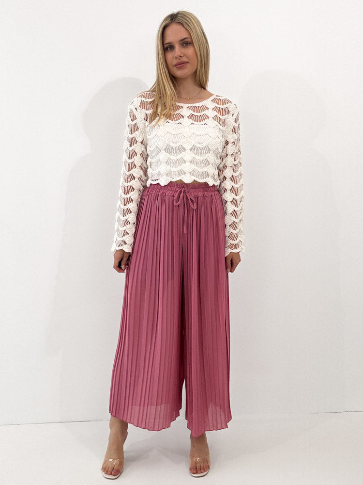 Plissee Culotte Hose - beere