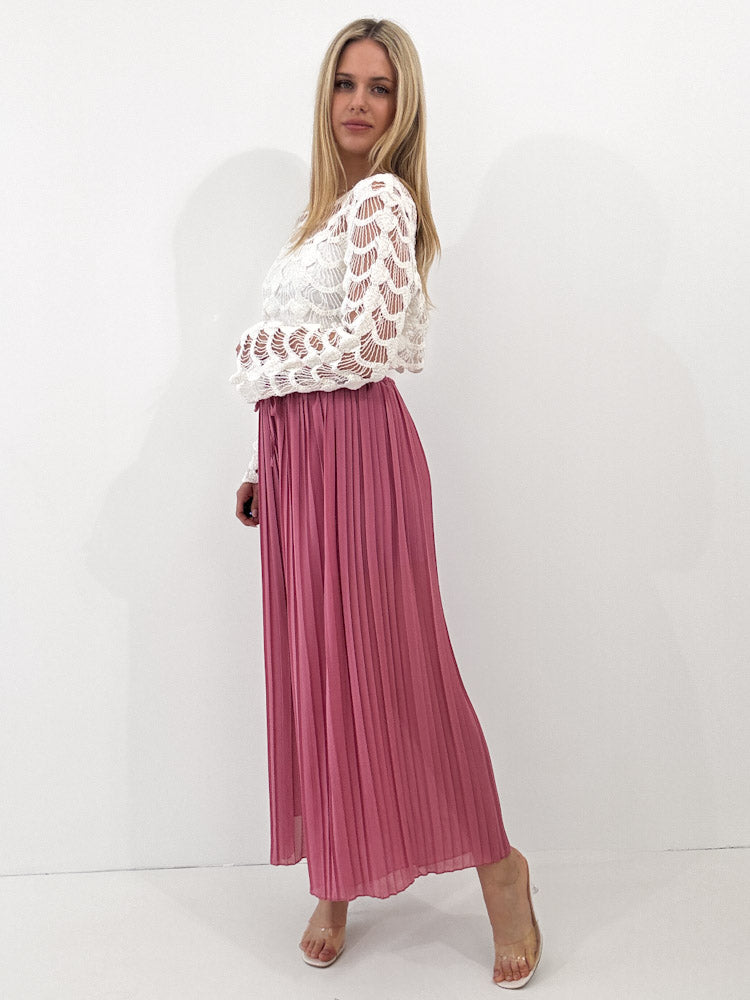 Plissee Culotte Hose - beere