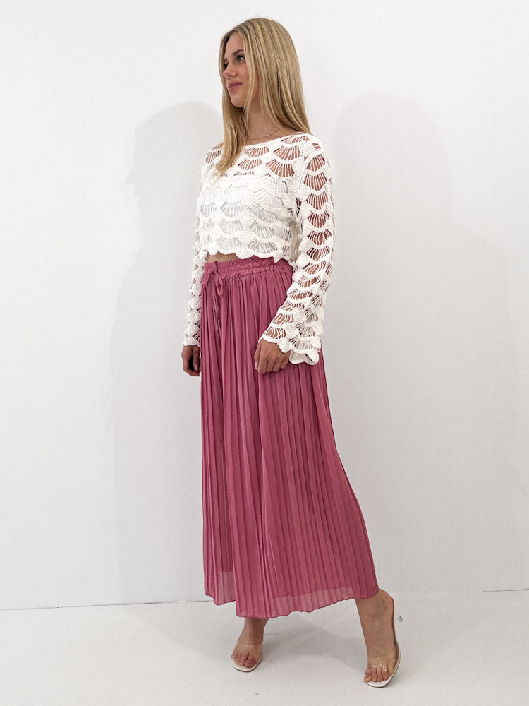 Plissee Culotte Hose - beere