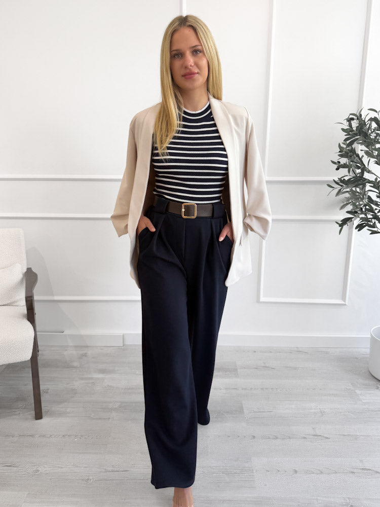 "Cara Stripes" schönes Stricktop aus Viscose - navy/ weiß