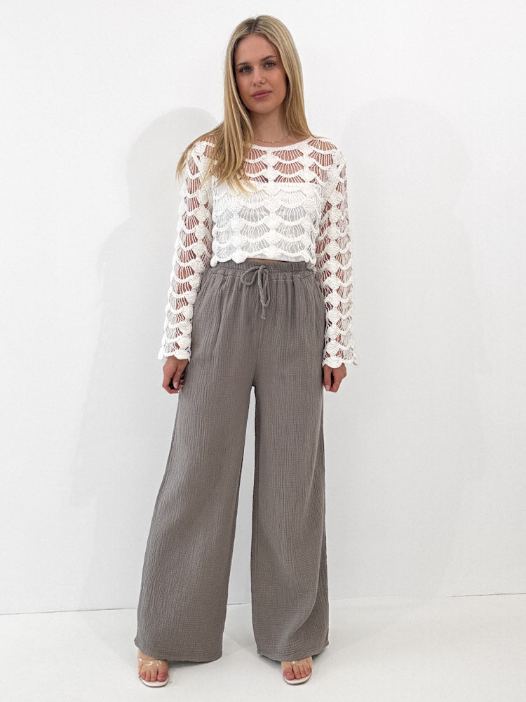 "Musselin Pants" weiche Hose aus Baumwolle - mocca