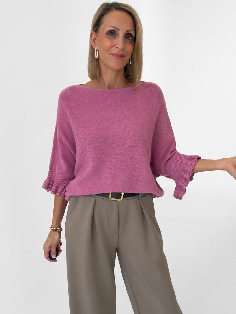 "Vicenza Volant" weicher Pullover mit Viscose - beere