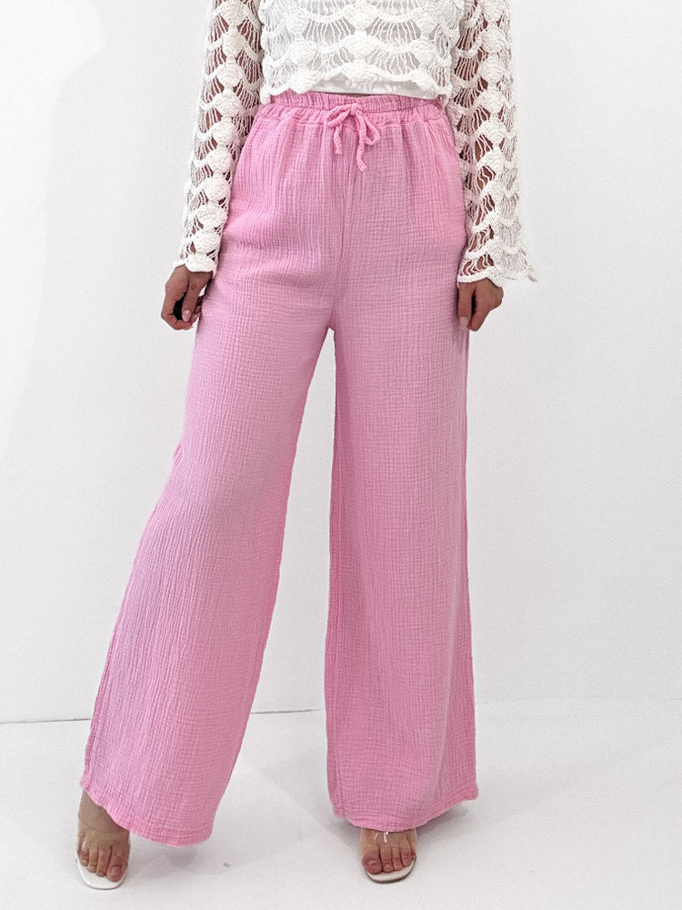 "Musselin Pants" weiche Hose aus Baumwolle - candy rosa