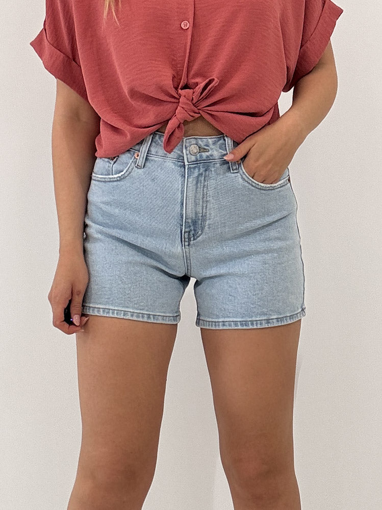 "Lisboa" stylische Mom Jeans Shorts - blau