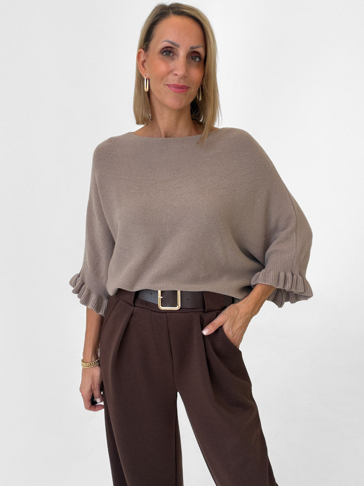 "Vicenza Volant" weicher Pullover mit Viscose - new mocca