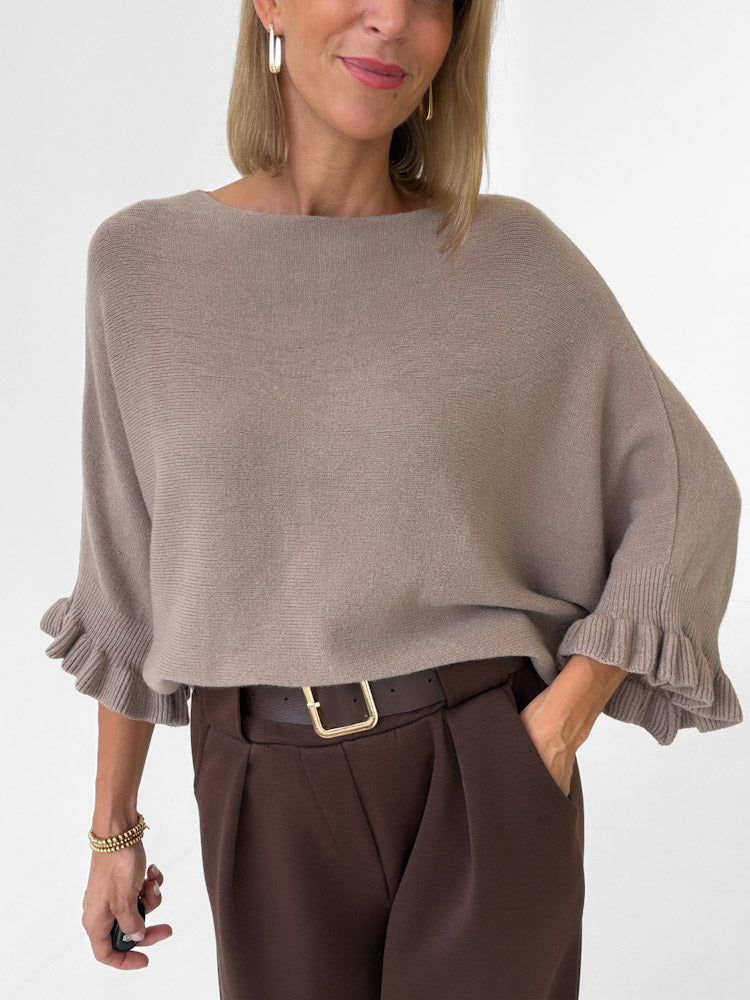 "Vicenza Volant" weicher Pullover mit Viscose - new mocca