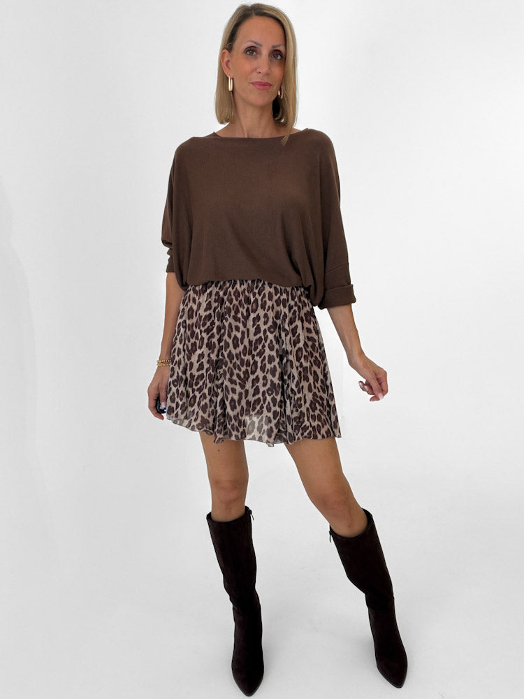 "Bella Leo 2.0" Rock aus Viskose - beige/braun