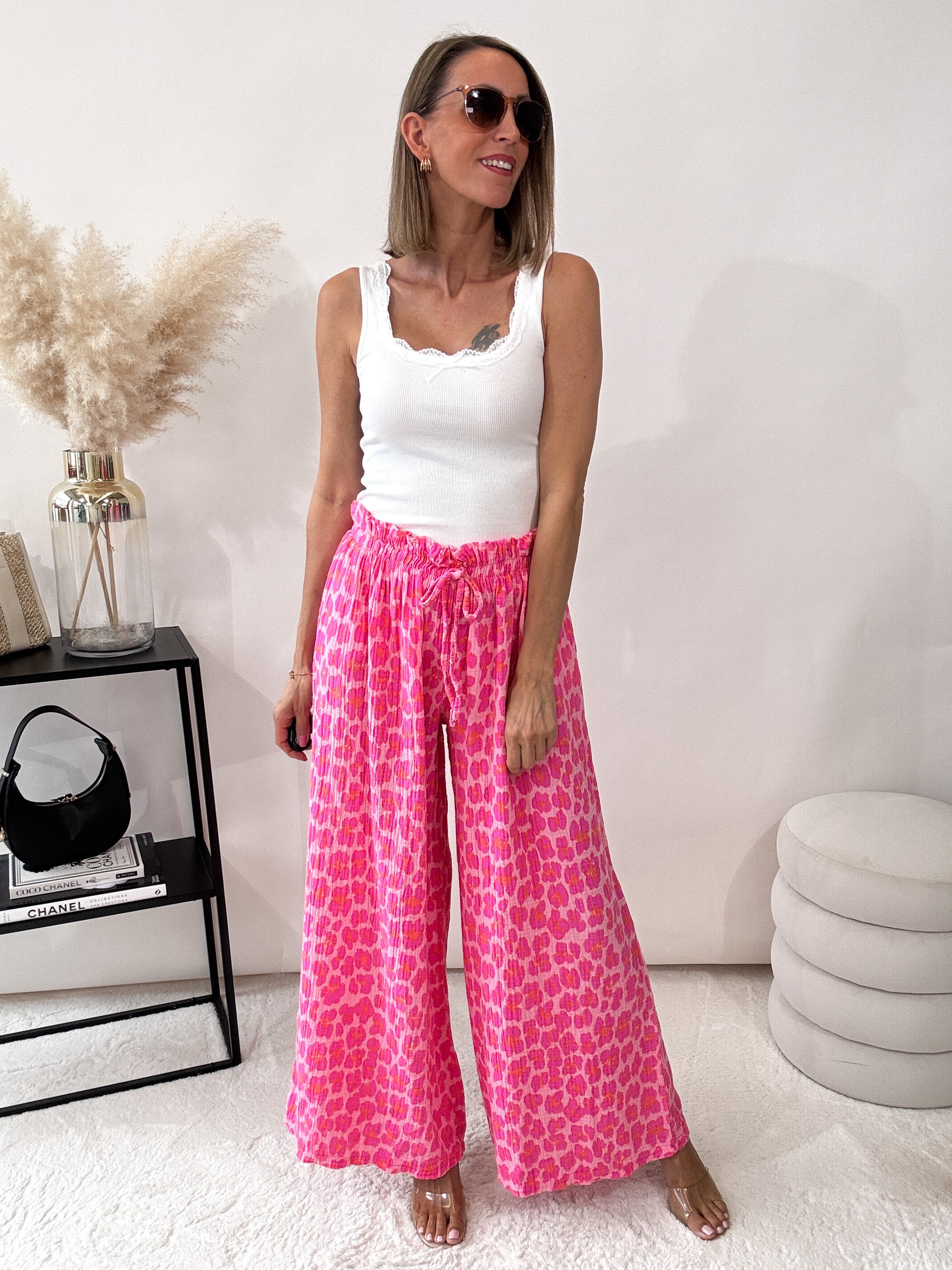 "Musselin Leo Pants 2.0" Hose aus Baumwolle (bis Größe 44) - pink