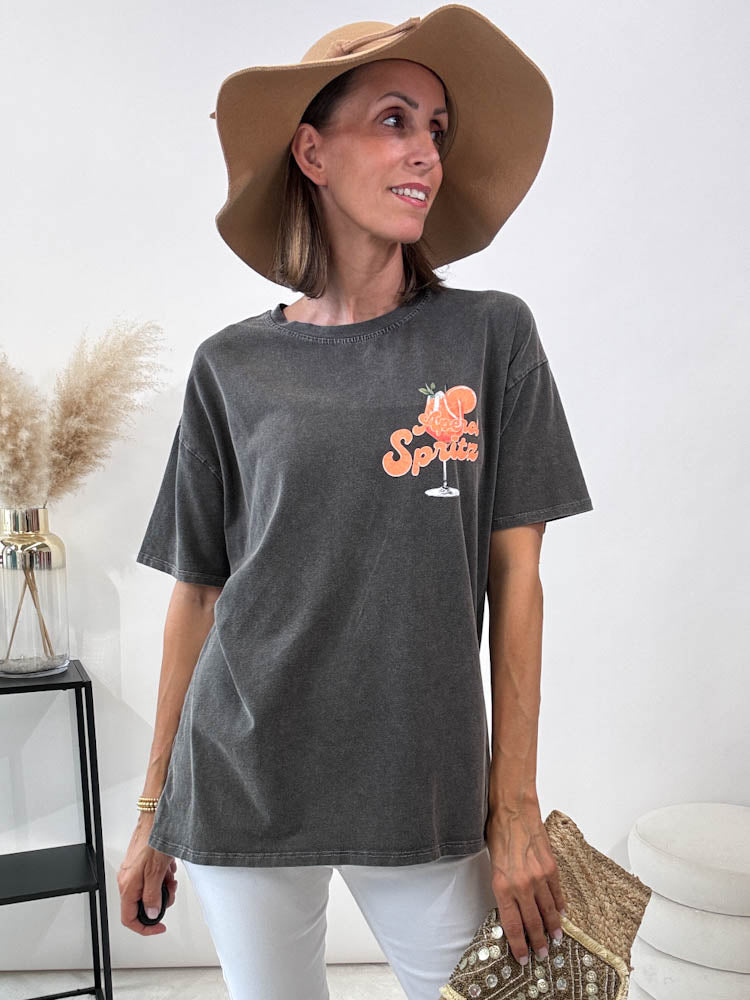 "Spritz" Shirt mit Statement - anthrazit