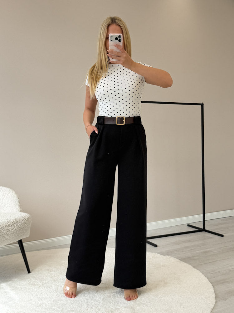 "Little Dots" stylisches T-Shirt aus Baumwolle - weiß/ schwarz