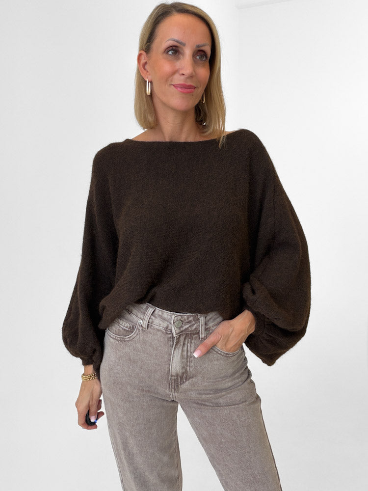 "Felicia" stylischer Pullover - dunkelbraun