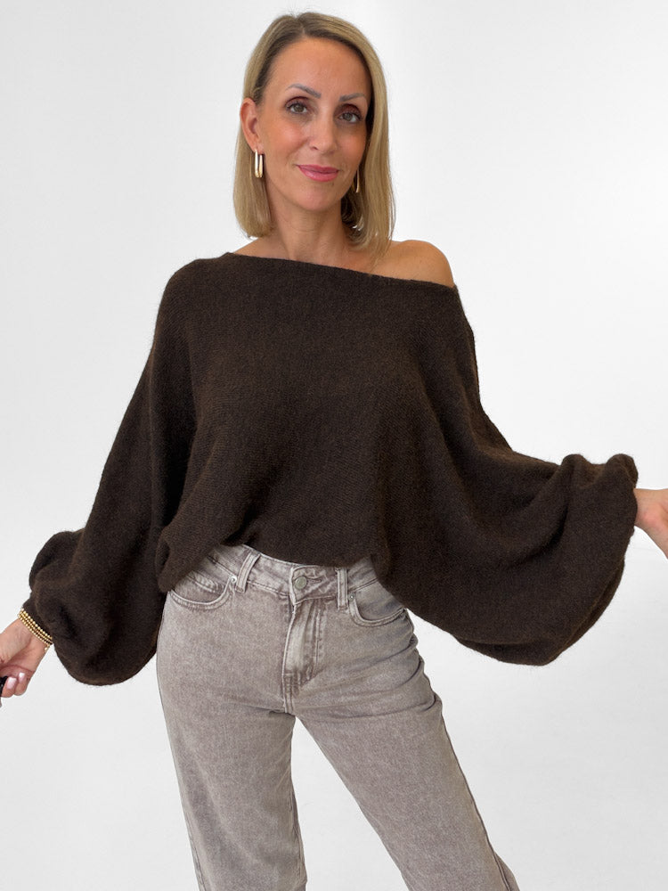 "Felicia" stylischer Pullover - dunkelbraun