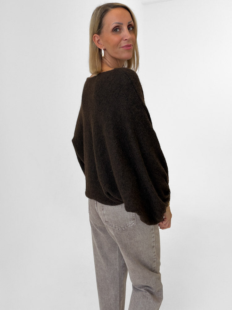 "Felicia" stylischer Pullover - dunkelbraun
