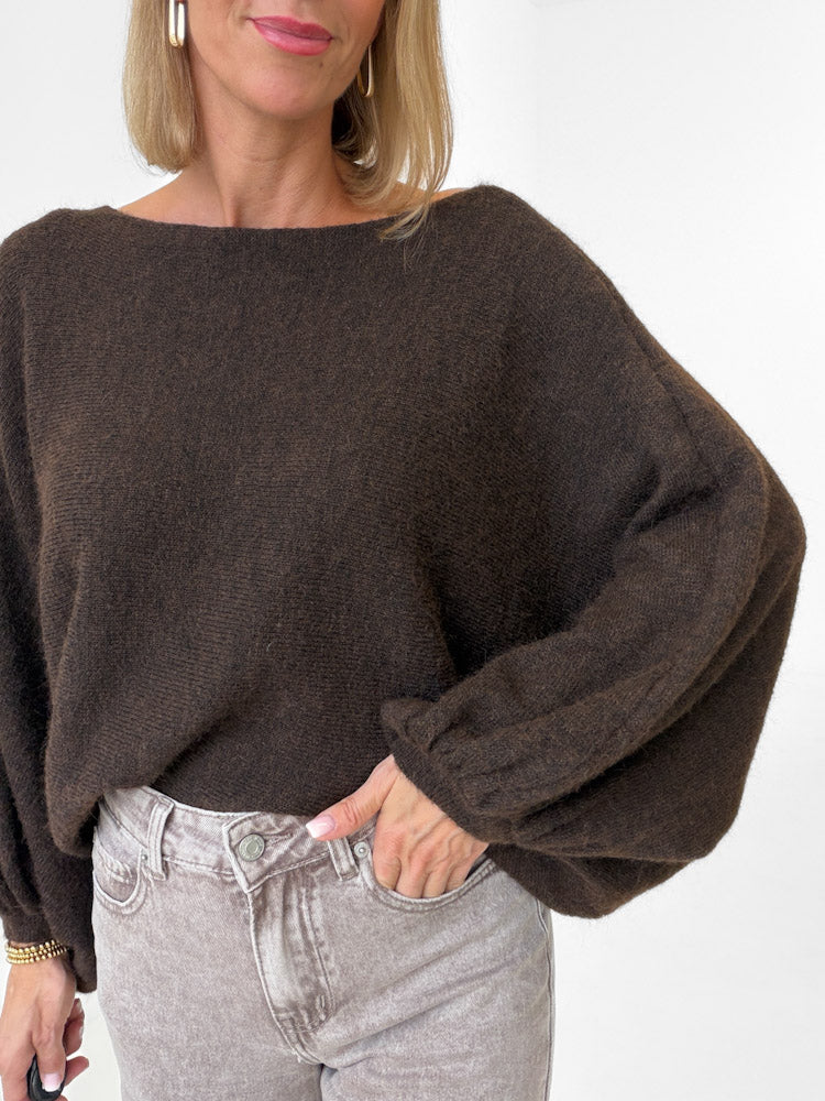 "Felicia" stylischer Pullover - dunkelbraun