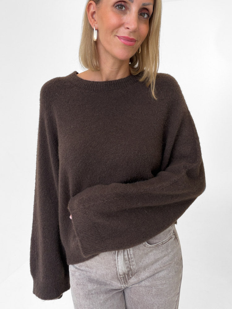 "Lana" kuscheliger Pullover aus Alpaka & Lana Wolle - braun