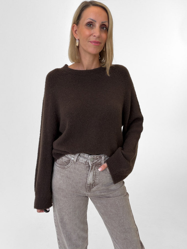 "Lana" kuscheliger Pullover aus Alpaka & Lana Wolle - braun