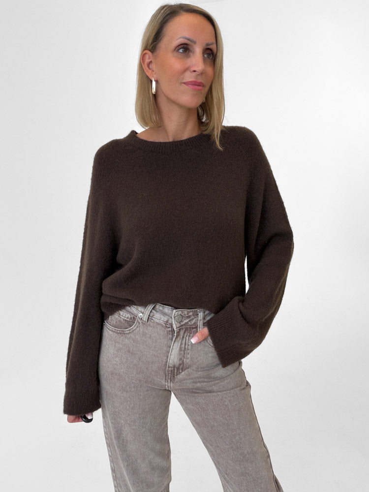 "Lana" kuscheliger Pullover aus Alpaka & Lana Wolle - braun