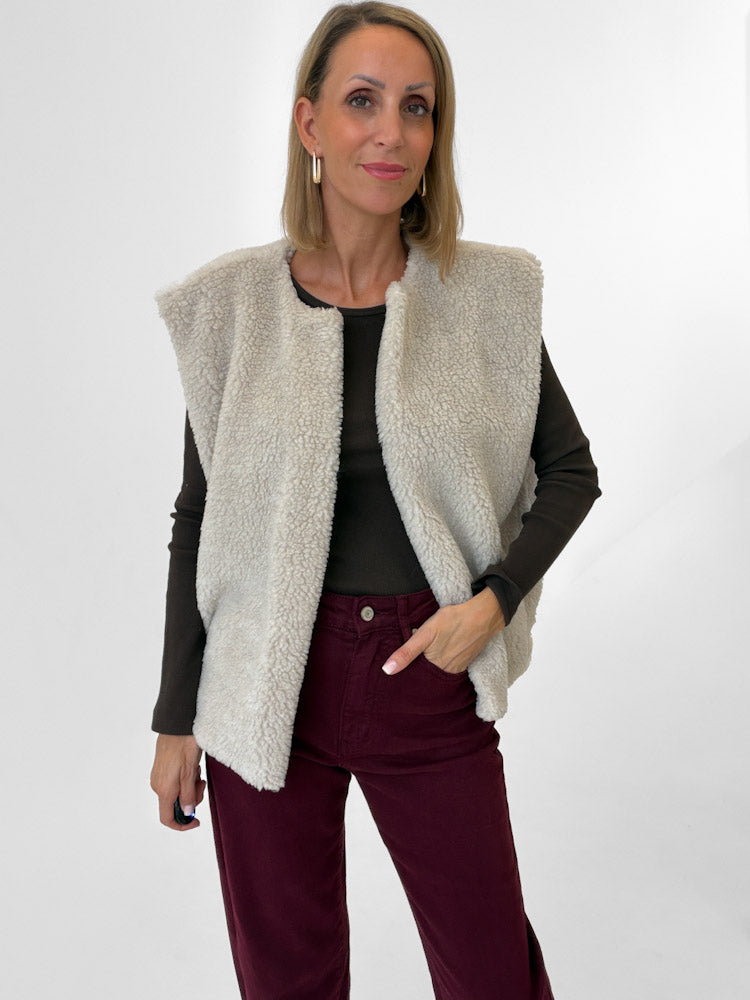 "Teddy Vest" süße Teddy Weste - hellbeige