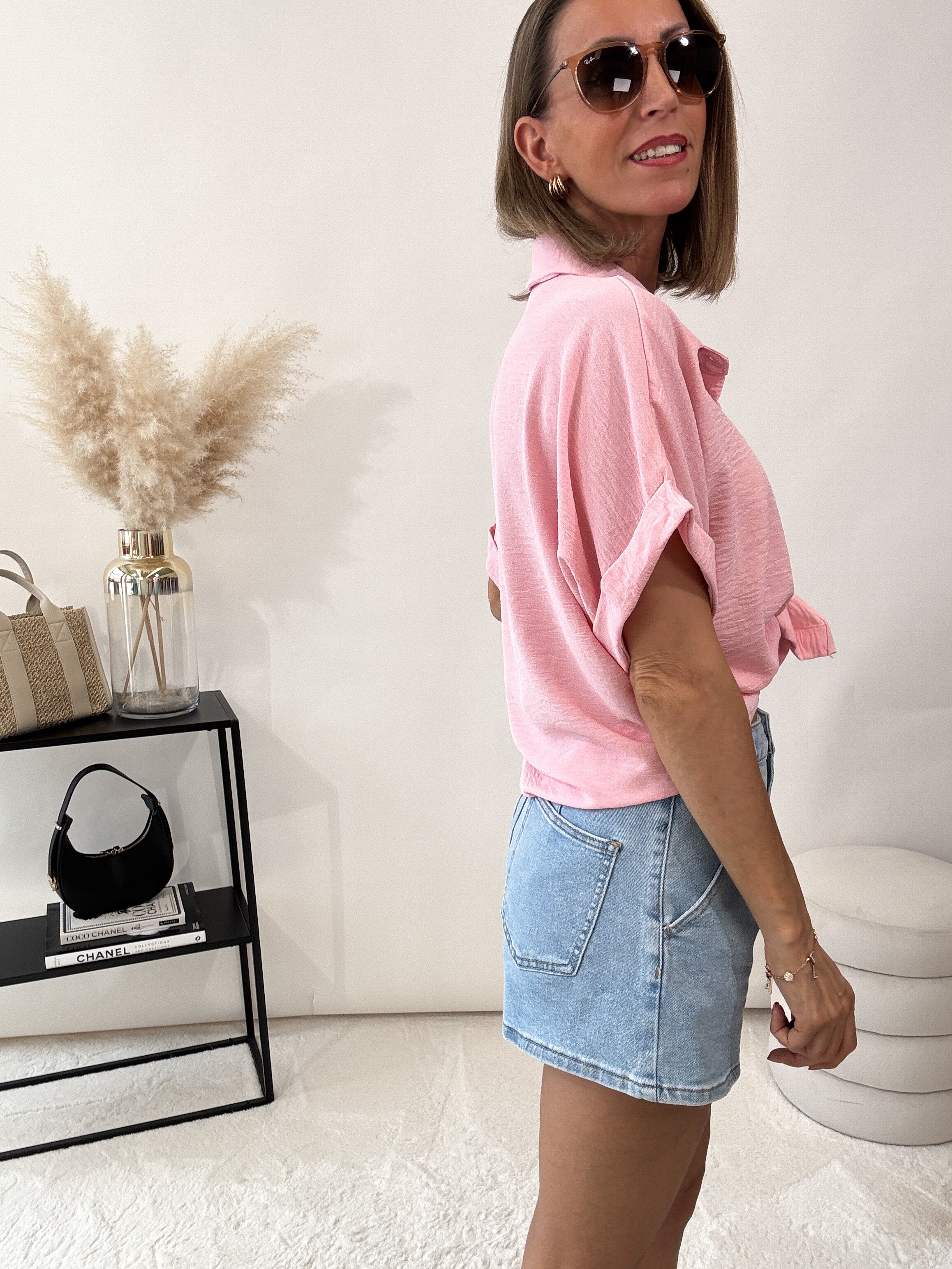 "Sunshine" kurze Bluse - rosa blush