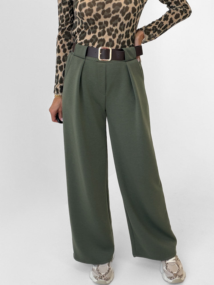 "Pari" elastische Hose aus Viskose - khaki