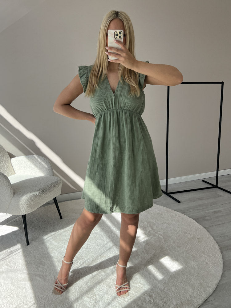 "Pianosa Midi"- tolles Midikleid aus Musselin - matcha grün