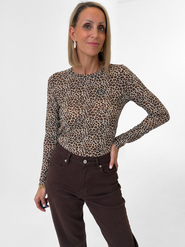"Wild Crush" stylisches Mesh Longshirt - beige