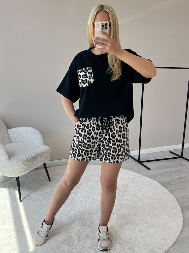 "Leo Vibes Set" Shirt & Short aus Viscose - schwarz