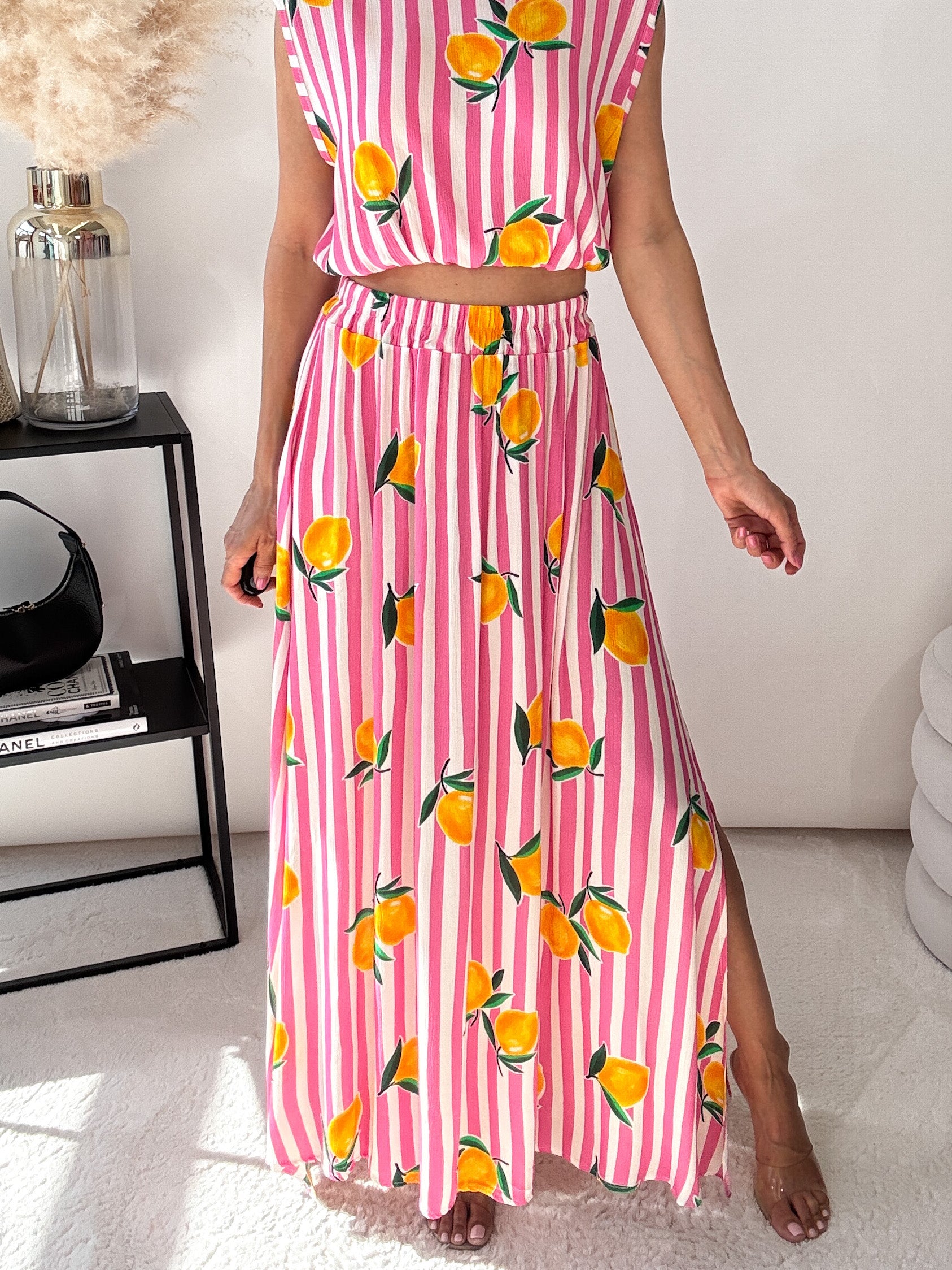 "Amalfi Lemon" Rock aus Baumwolle - pink