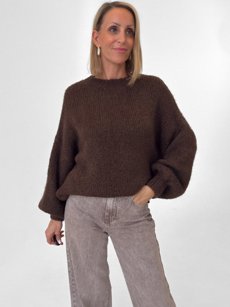 "Softi" kuscheliger Pullover mit Lana Wolle & Viskose - braun