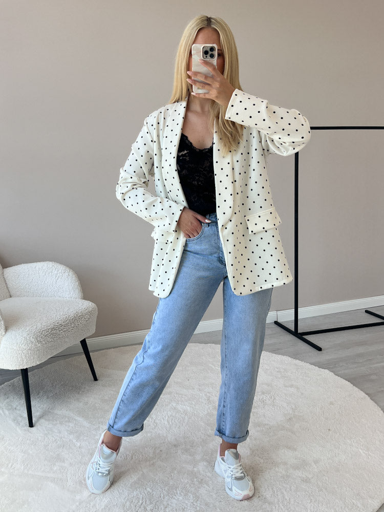 "Dot Chic" stylischer butterweicher Blazer - weiß/ schwarz