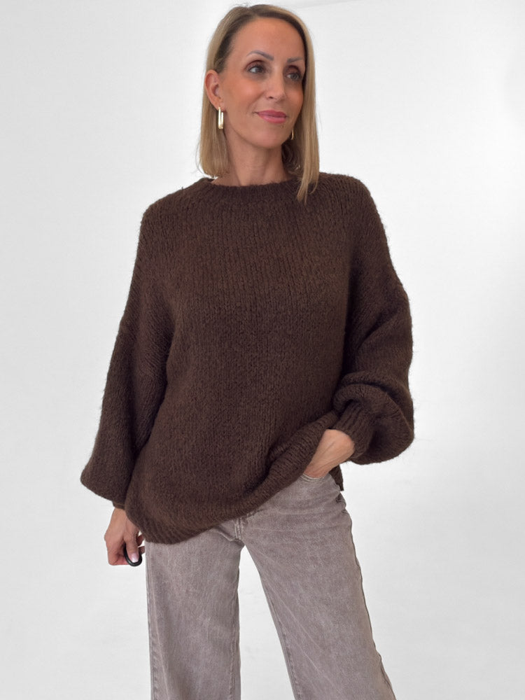 "Softi" kuscheliger Pullover mit Lana Wolle & Viskose - braun