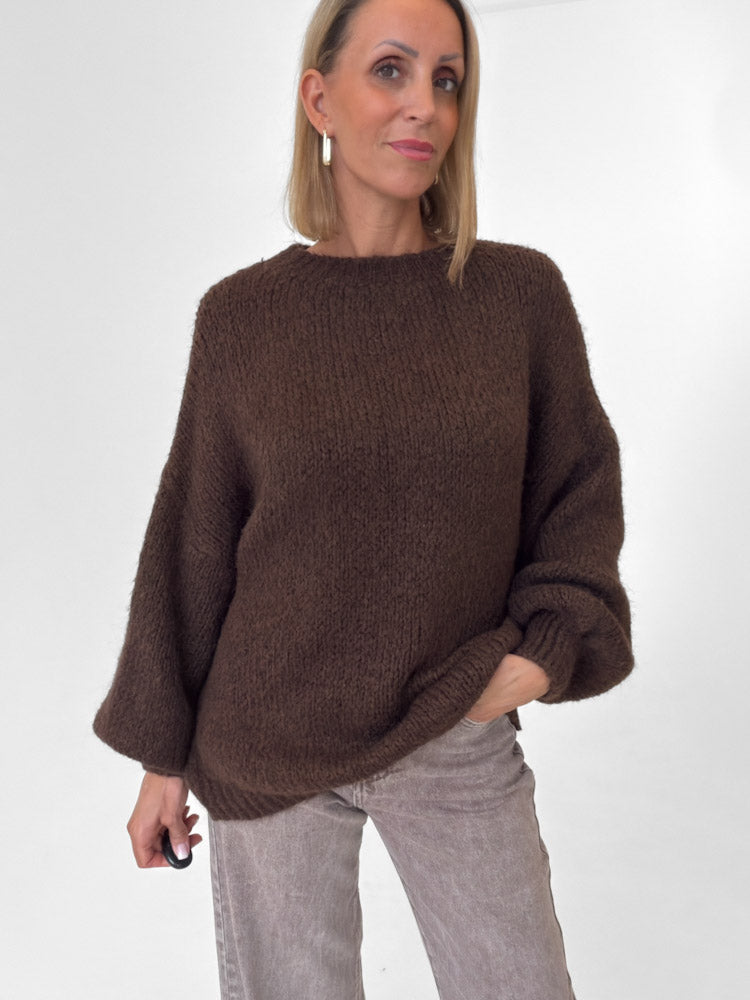 "Softi" kuscheliger Pullover mit Lana Wolle & Viskose - braun