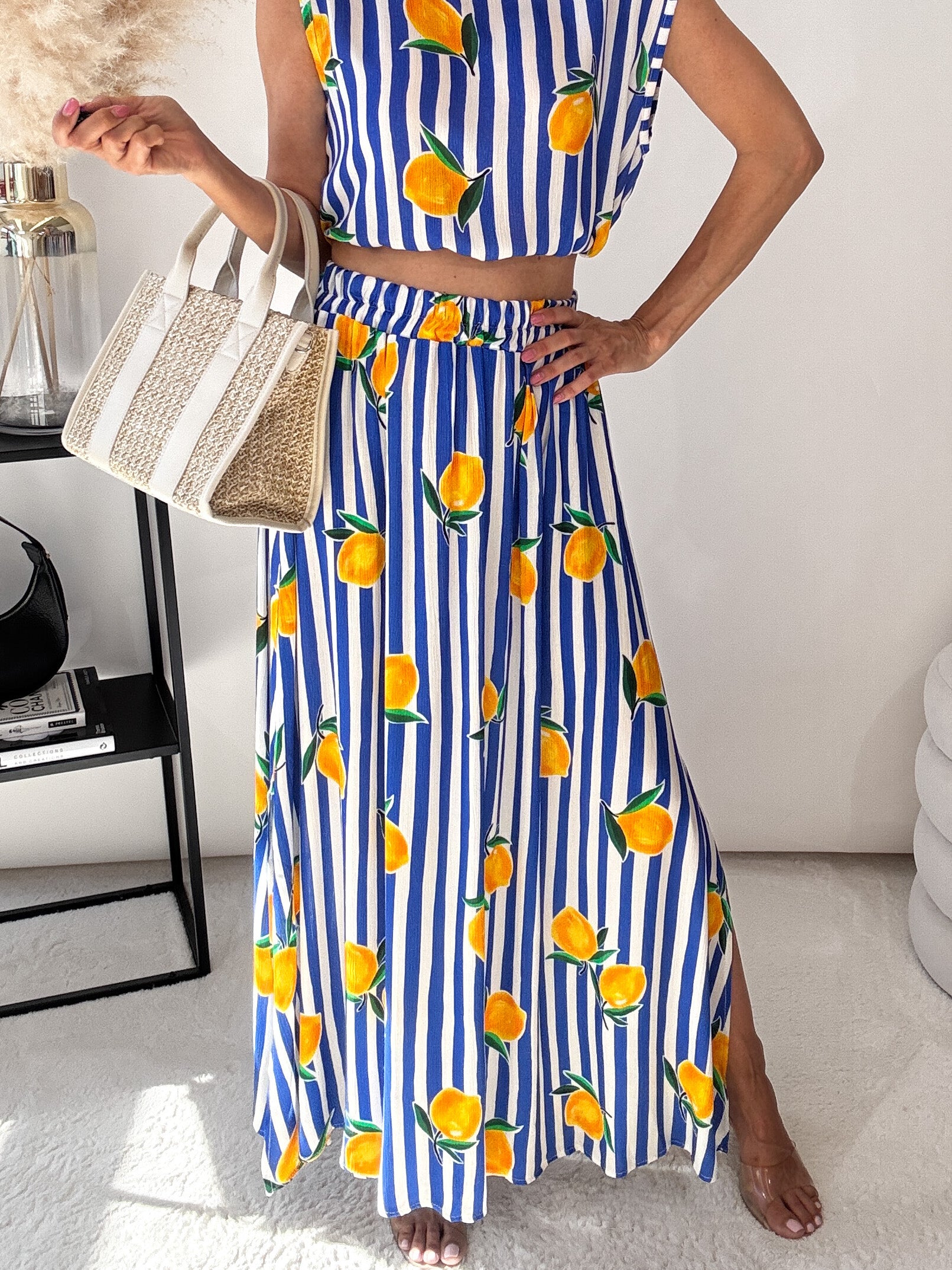 "Amalfi Lemon" Rock aus Baumwolle - blau