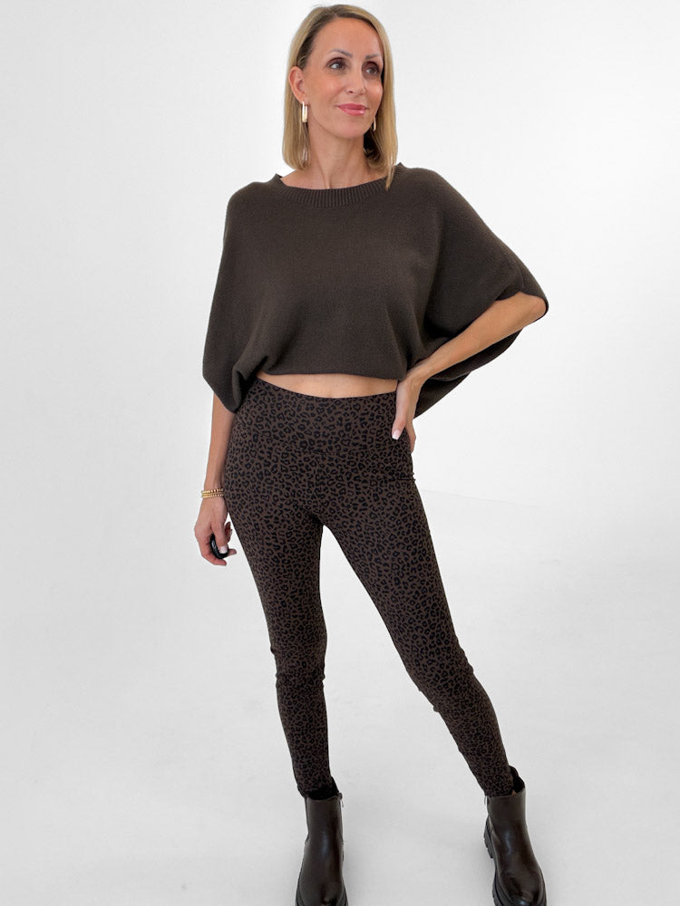 "Wild & Soft" weiche Leo-Legging - braun