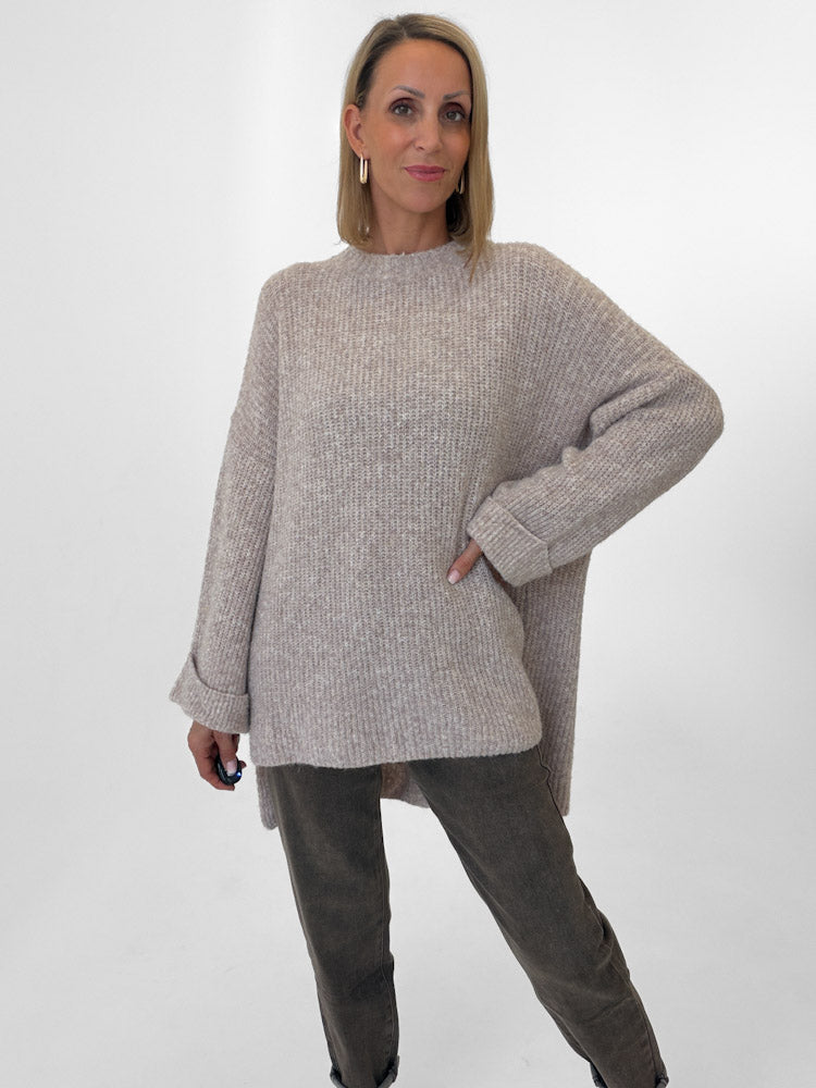 "Lumera" weicher Pulli mit Lana & Alpaka Wolle - soft mocca