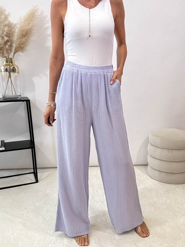 "Musselin Pants" Hose aus Baumwolle - flieder